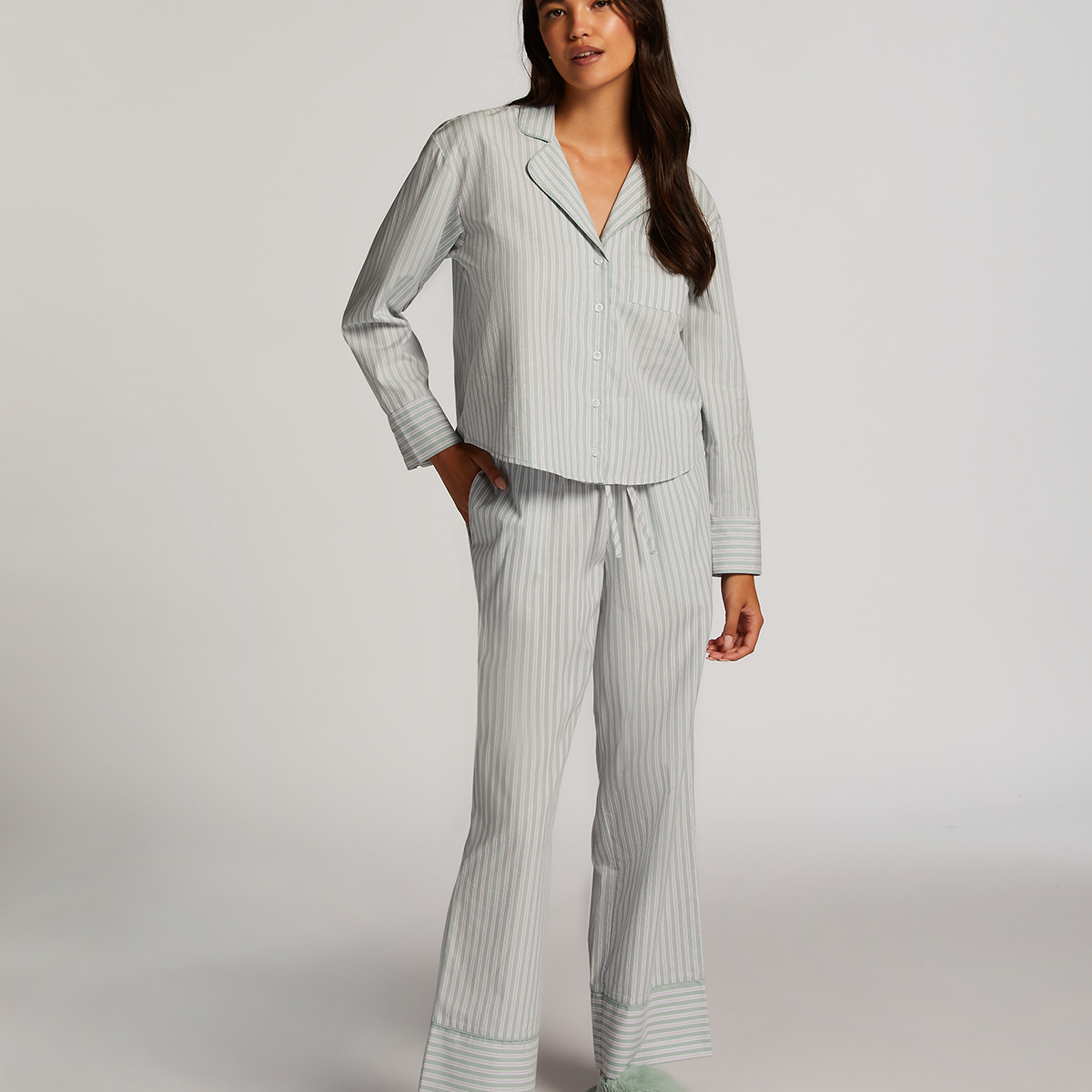 Hunkemöller Cotton Stripe - Harbor Gray - 205132-HARBOR GRAY