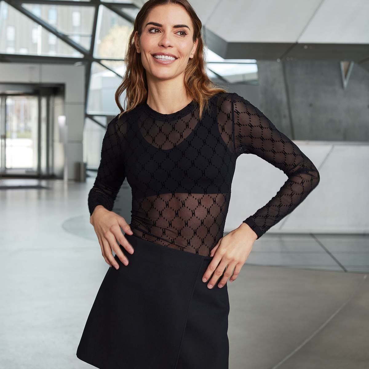 Hype The Detail Mesh bluse, sort - 3-300-14 - 9 - Black