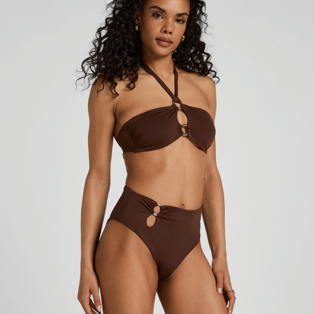 Hunkemöller Madrid bikini top uden bøjle, brun - 305175 - CHICORY COFFEE - Chicory Coffee
