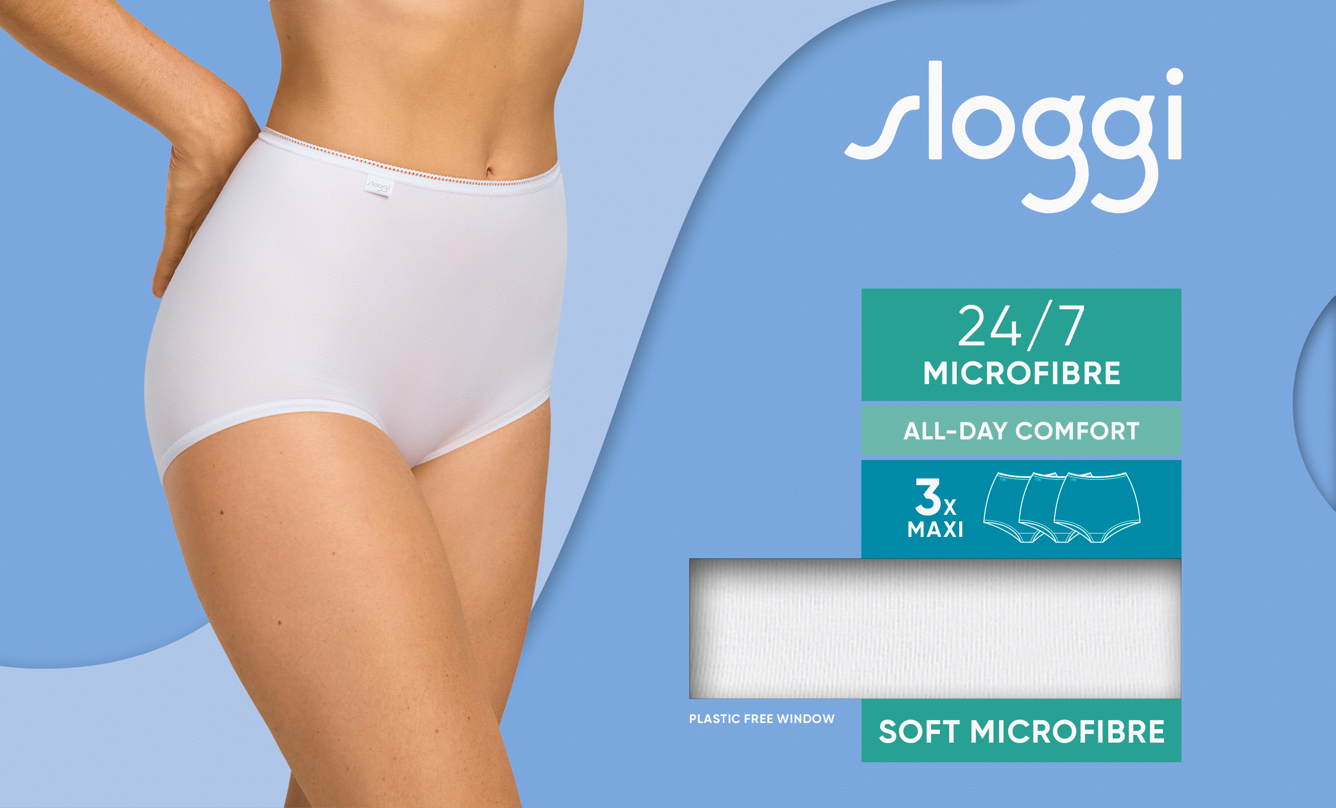 Sloggi 24/7 Microfibre 3-pak maxi trusse, hvid - 10180846 - 0003 - White