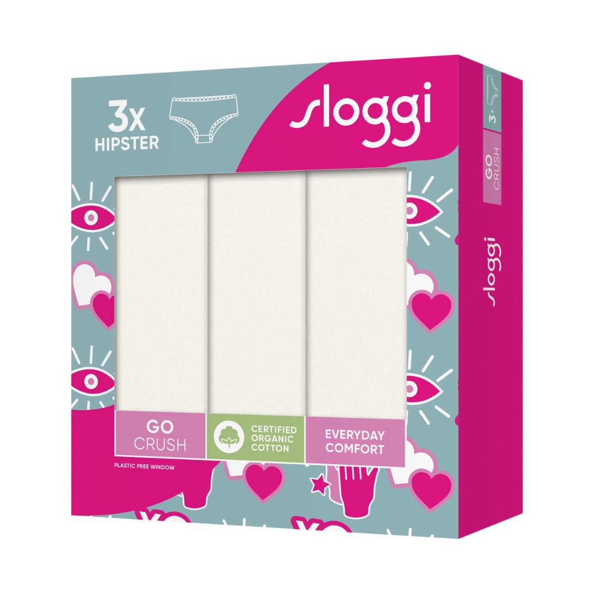 Sloggi Go Crush 3-pak hipster trusse, hvid - 10219671 - 00GZ - Silk White