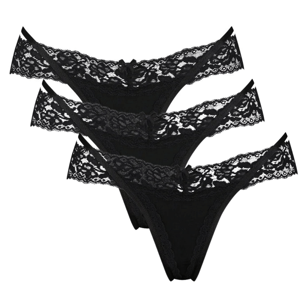 Hunkemöller Ellena 3-Pack g-streng, sort - 304025 - CAVIAR - Caviar