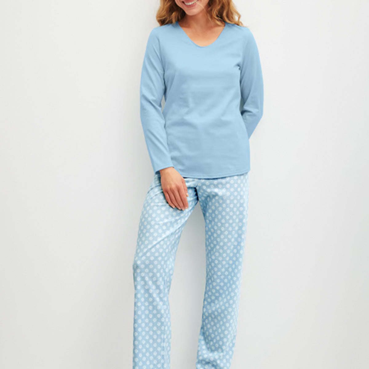 Calida Lovely Nights pyjamas, lyseblå - 48651 - 545 - Cascade Blue