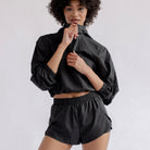 Girlfriend Collective Hummingbird Half Zip - Black - 6006-BLACK