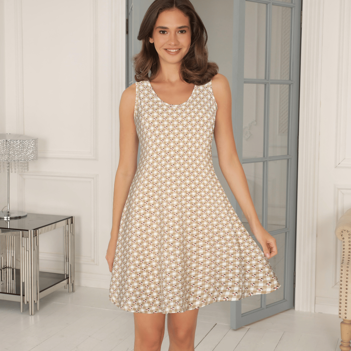 Lady Avenue Bamboo natkjole, beige - 61-504 - 679 - Desert Garden