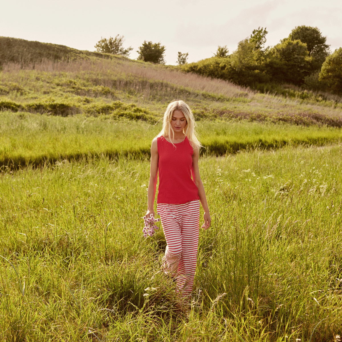 CCDK Amy natbukser, rød - 61642 - 3029 - Bittersweet Stripe