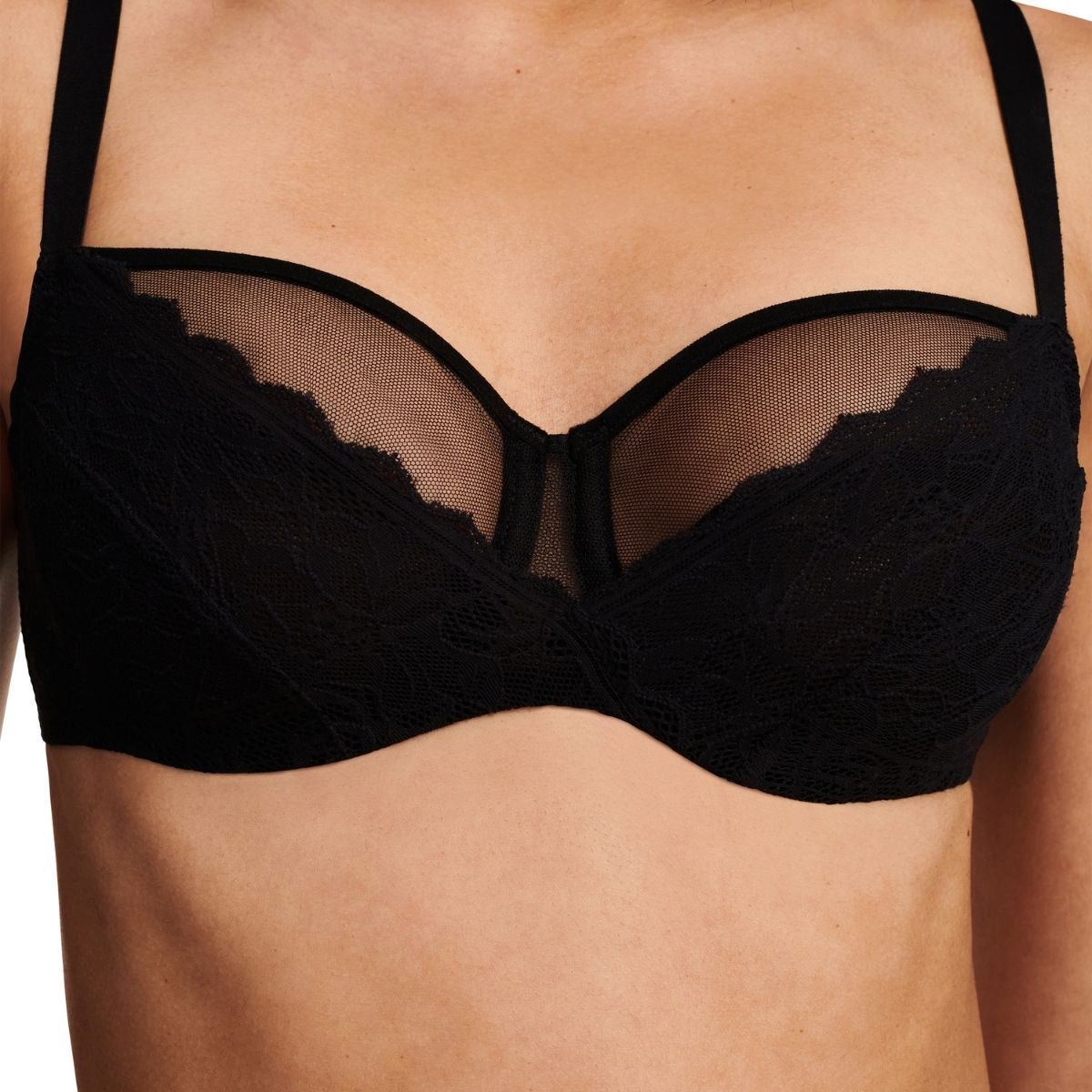 Chantelle EasyFeel Floral Touch BH med bøjle, sort - C94210 - 011 - Black